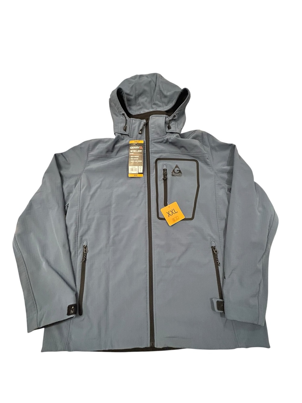NEW Gerry Men's Hooded Softshell Jacket Water Wind Resistant XXL Blue Casual